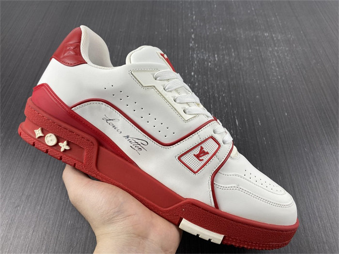 Luis Vitton Trainer White Red Signature 1AAGZO